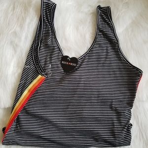 Black and White Striped Bodysuit w/ side detail